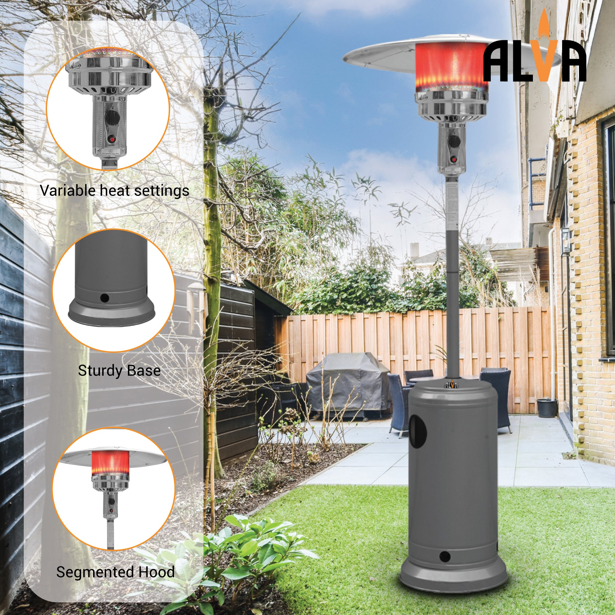 Gas Patio Heater - Powder Coated